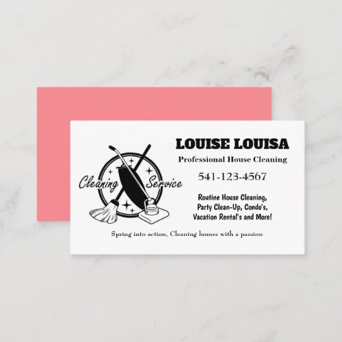 Simple Professional House Cleaning Business Cards