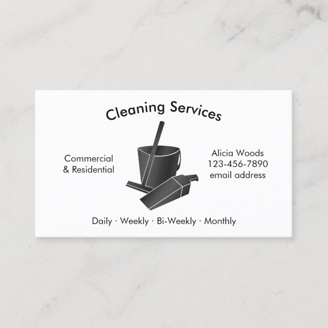 Simple Professional House Cleaning Services Business Card (Front)
