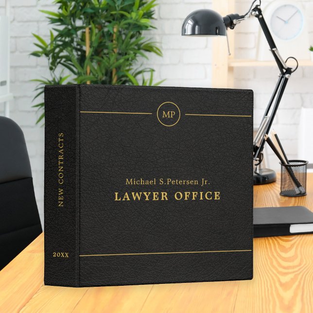 Simple professional lawyer attorney gold black 3 ring binder (Creator Uploaded)