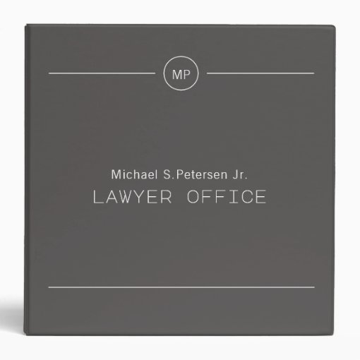 Simple professional lawyer attorney monogrammed 3 ring binder Zazzle