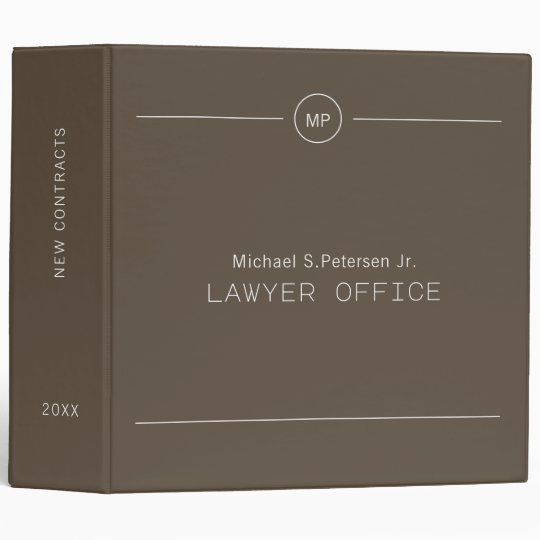 Simple professional lawyer attorney monogrammed 3 ring binder