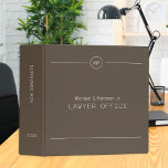 Simple professional lawyer attorney monogrammed 3 ring binder<br><div class="desc">Elegant brown and white monogrammed modern binder for consultant,  attorney at law,  business corporate administrative office,  construction,  legal,  tax or financial advisors or real estate company.</div>