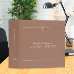 Simple professional lawyer attorney monogrammed 3 ring binder<br><div class="desc">Elegant light brown mocha and white monogrammed modern binder for consultant,  attorney at law,  business corporate administrative office,  construction,  legal,  tax or financial advisors or real estate company.</div>