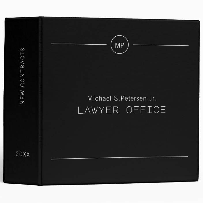 Simple professional lawyer attorney monogrammed 3 ring binder