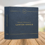 Simple professional lawyer attorney navy leather<br><div class="desc">Elegant dark navy blue leather look texture and faux gold monogrammed modern binder for consultant,  attorney at law,  business corporate administrative office,  construction,  legal,  tax or financial advisors or real estate company.</div>
