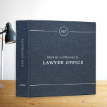 Simple professional lawyer attorney navy leather 3 ring binder<br><div class="desc">Elegant dark navy blue faux leather and white monogrammed modern binder for consultant,  attorney at law,  business corporate administrative office,  construction,  legal,  tax or financial advisors or real estate company.</div>