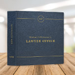 Simple professional lawyer attorney navy leather 3 ring binder<br><div class="desc">Elegant dark navy blue leather look texture and faux gold monogrammed modern binder for consultant,  attorney at law,  business corporate administrative office,  construction,  legal,  tax or financial advisors or real estate company.</div>
