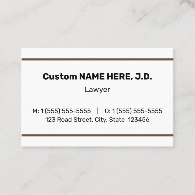 Simple, Professional Lawyer Business Card (Front)