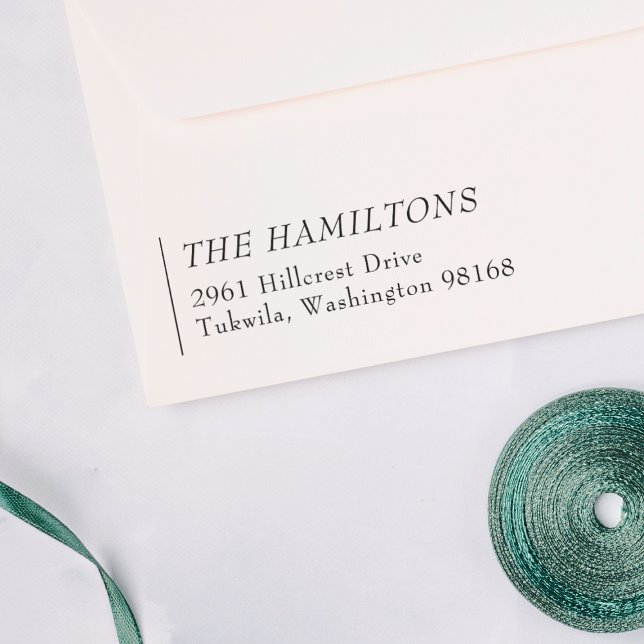 Simple Professional Left-Aligned Return Address Self-inking Stamp (Stamp Mockup)