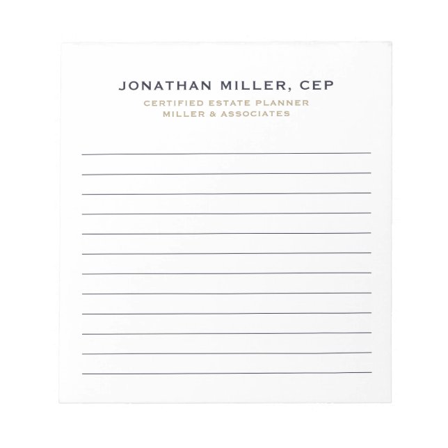 Simple Professional Lined Notepad (Front)