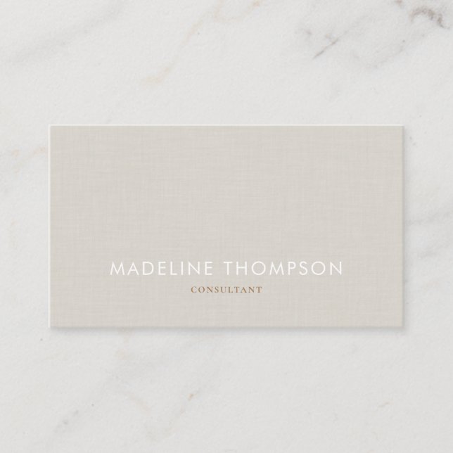 Simple Professional Linen Gray Business Card (Front)