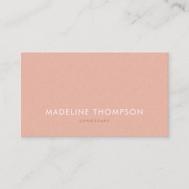 Simple Professional Linen Pink Business Card (Front)