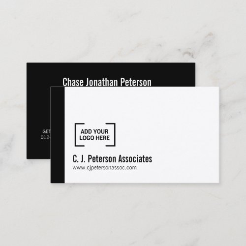 Simple professional logo black white QR code  Business Card