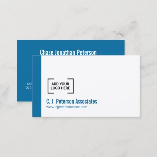 Simple professional logo blue white QR code Business Card