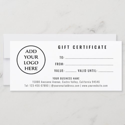 Simple Professional Logo Boutique Gift Certificate