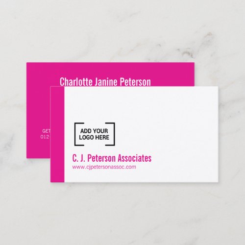 Simple professional logo pink white QR code Business Card