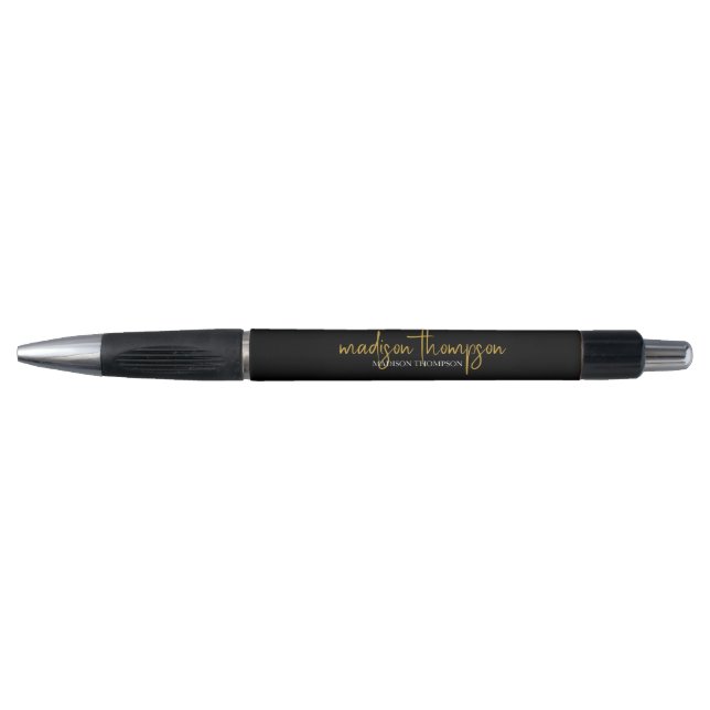 Simple Professional Luxury Black Gold Script Pen (Front)