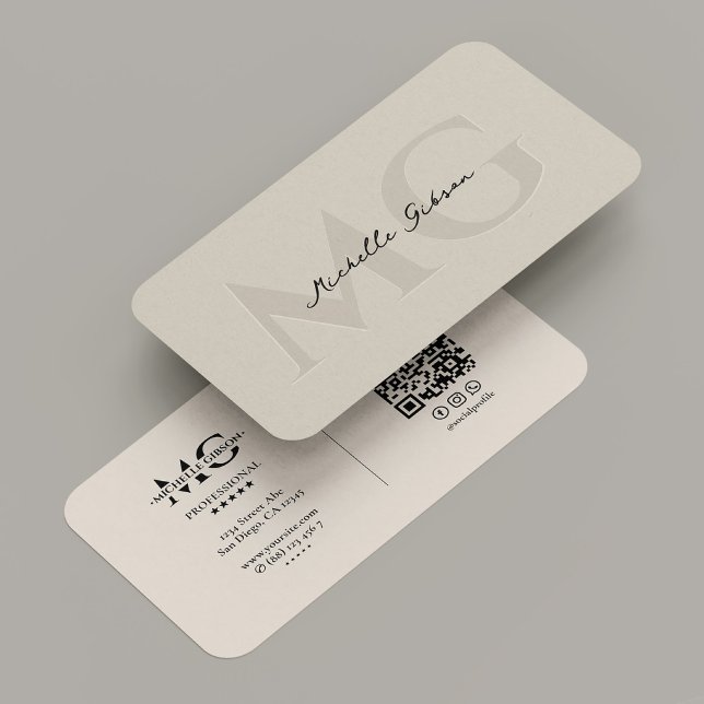 Simple Professional Minimal Monogram Sand Initials Business Card (Simple Professional Minimal Monogram Sand Initials Business Card
)