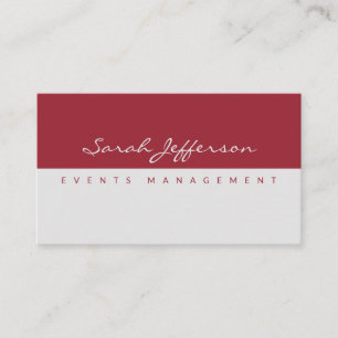 Simple Professional Minimalist Deep Red Gray Business Card