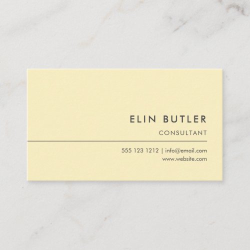Simple Professional Minimalist Pastel Yellow Business Card