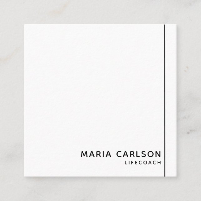 Simple Professional Modern Black and White Square Business Card (Front)
