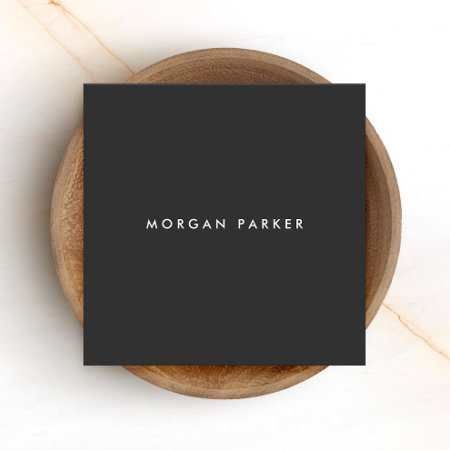 Simple Professional Modern Black Square Square Business Card