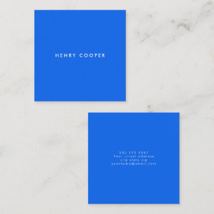 Simple Professional Modern Cobalt Blue Square Business Card