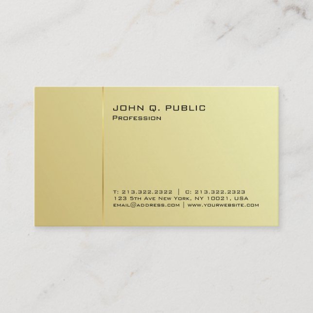 Simple Professional Modern Gold Signature UV Matte Business Card (Front)
