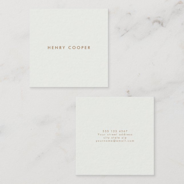 Simple Professional Modern Light Grey Square Business Card (Front/Back)