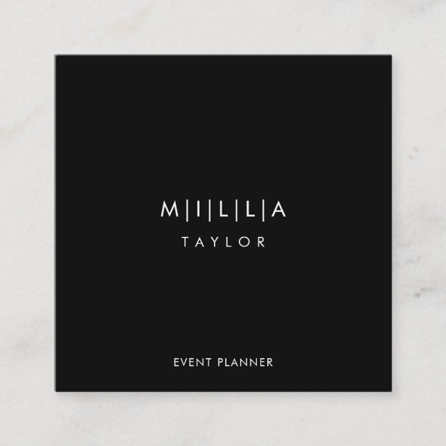 Simple Professional Modern Minimalistic Black Square Business Card (Front)