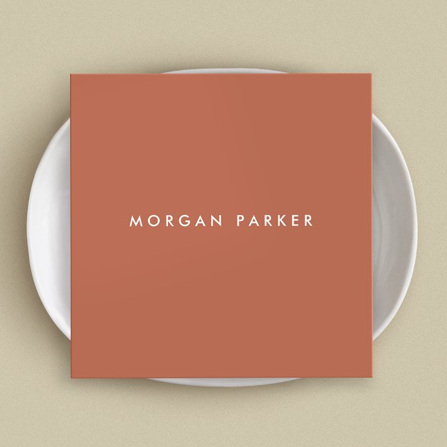 Simple Professional Modern Terracotta Square Business Card (Creator Uploaded)