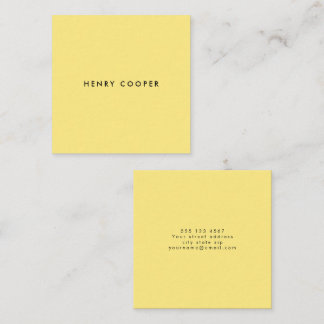Simple Professional Modern Yellow Square Business Card