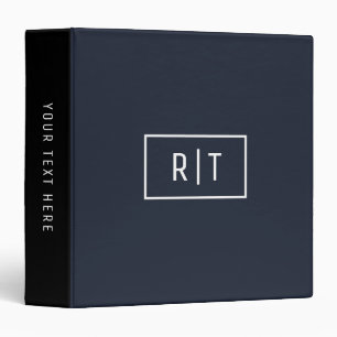 Simple Professional Monogram Navy White Border 3 Ring Binder