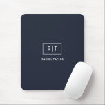 Simple Professional Monogram Navy White Border Mouse Pad<br><div class="desc">Stylish two initial monogram in navy blue and white border with additional text template for adding a name,  profession,  slogan or any other wording.</div>