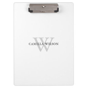 Simple Professional Monogram Personalized Clipboard