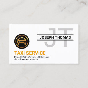 Simple Professional Monogram Yellow Taxi Business Card