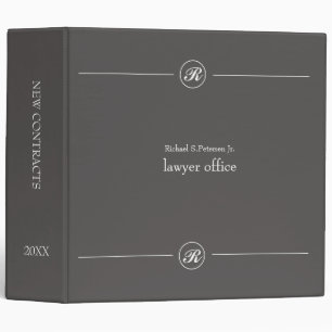 Simple professional monogrammed Black 3 Ring Binder