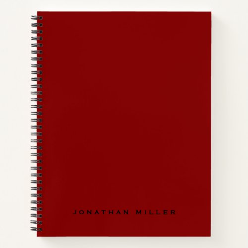 Simple Professional Monogrammed Name  Red Notebook