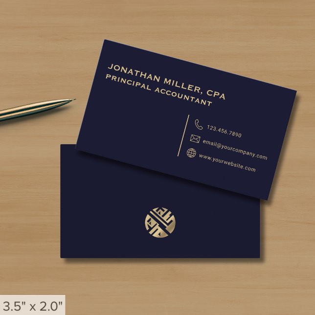 Simple Professional Navy Blue Business Card (Creator Uploaded)