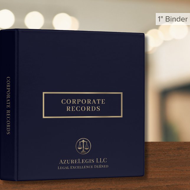 Simple Professional Navy Blue Gold Lawyer Attorney 3 Ring Binder (Creator Uploaded)