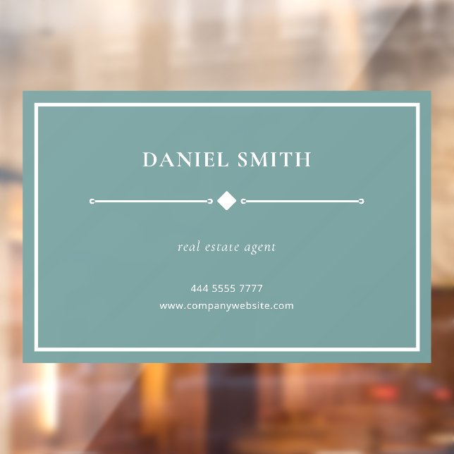 Simple Professional Office White Frame Teal Green Window Cling (Sheet 2)