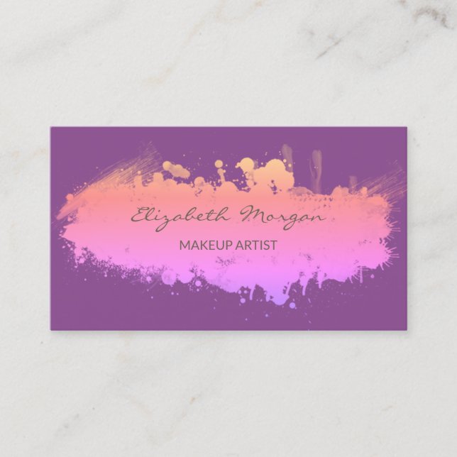Simple Professional ,Paint Stroke, Purple Business Card (Front)