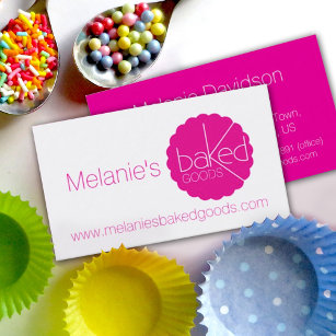 Simple professional pink bakers business cards