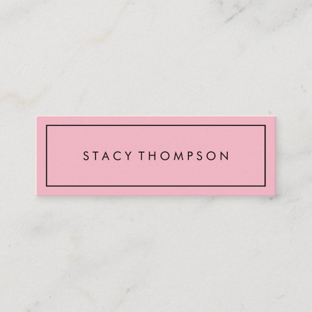 Simple Professional Pink Black Border Minimalist Mini Business Card (Front)