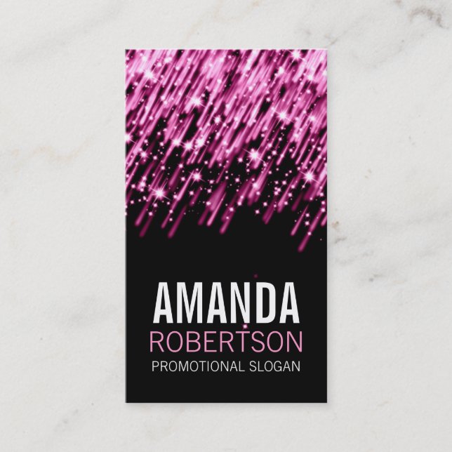 Simple Professional Pink Falling Stars Business Card (Front)