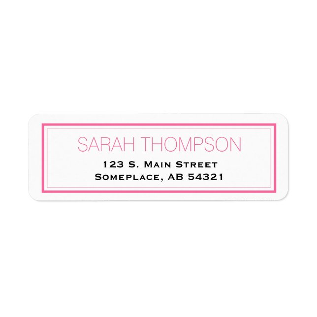 Simple Professional Pink Stripe Border Labels (Front)