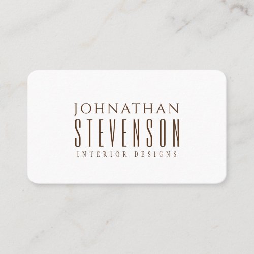 Simple Professional Plain White and Brown Business Card