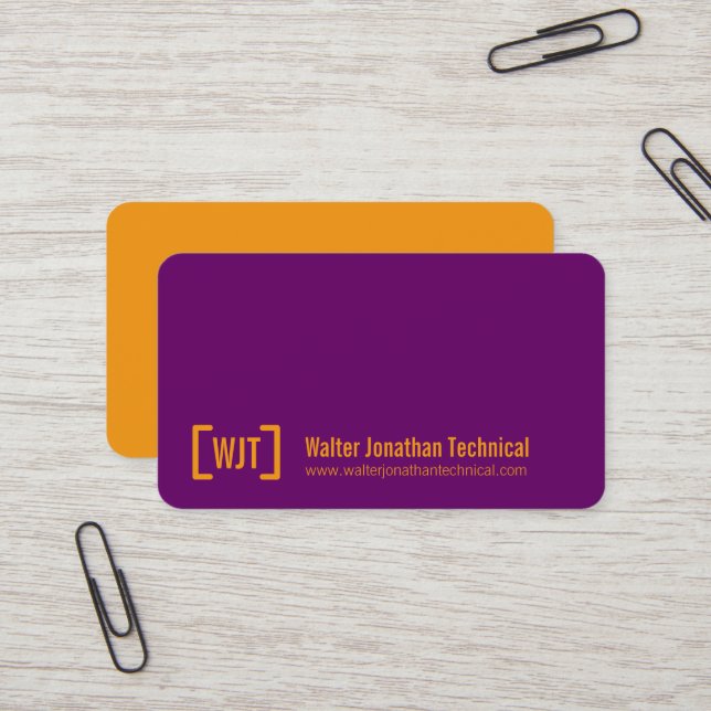 Simple professional purple orange business cards (Front/Back In Situ)