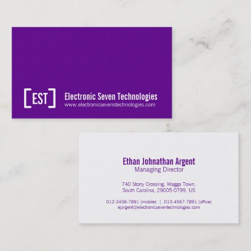 Simple professional purple white business cards