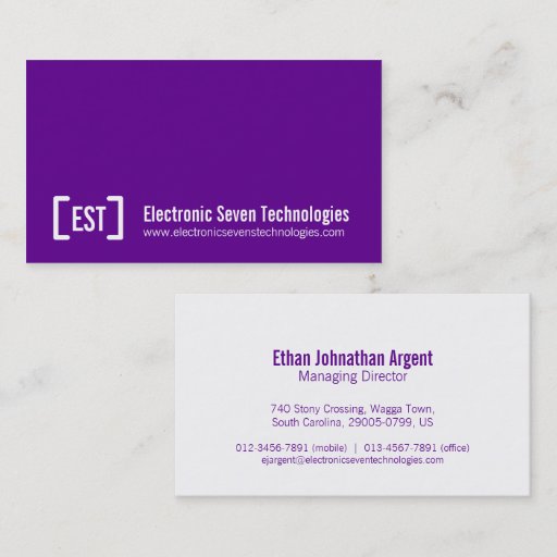 Customizable Simple professional purple white business cards